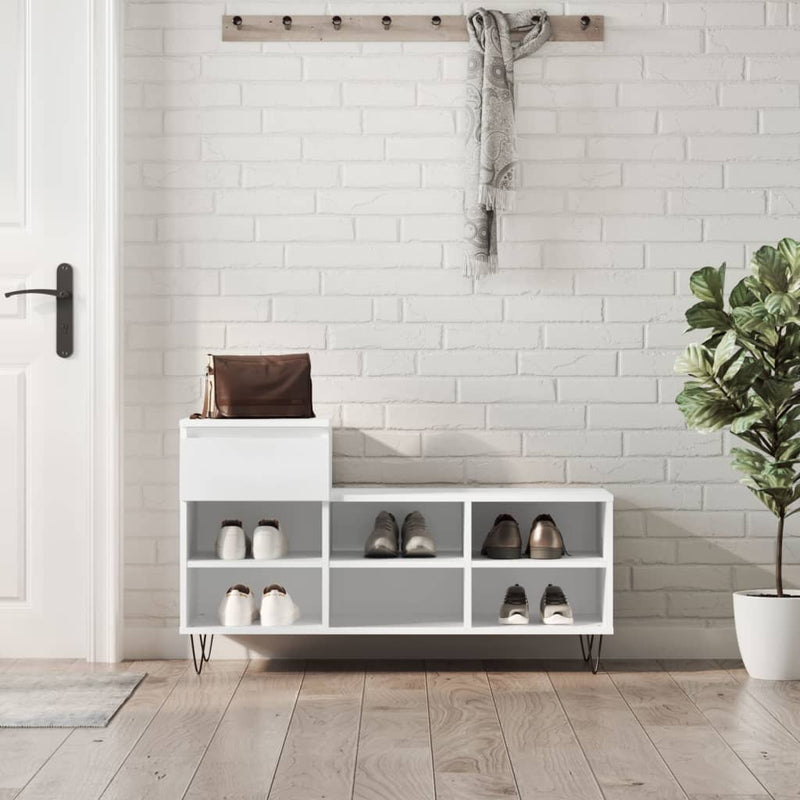 Afbeelding laden in galerijviewer, Vidaxl schoenenkast 102x36x60 cm bewerkt hout wit
