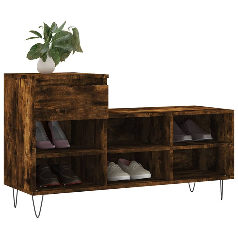 Afbeelding laden in galerijviewer, Vidaxl schoenenkast 102x36x60 cm bewerkt hout gerookt eikenkleurig
