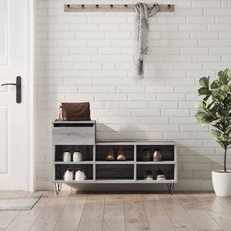 Afbeelding laden in galerijviewer, Vidaxl schoenenkast 102x36x60 cm bewerkt hout sonoma grijs
