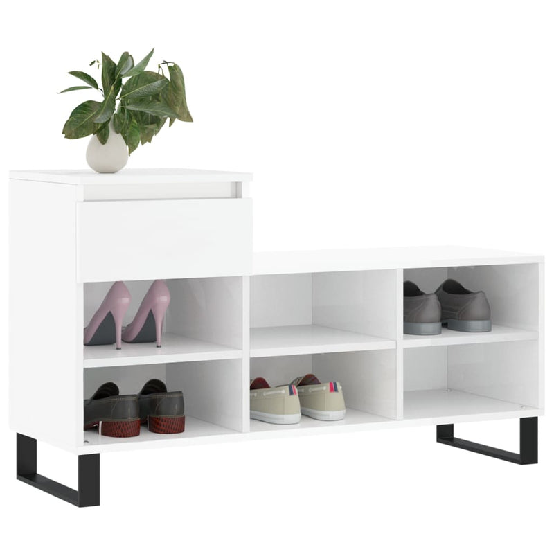 Afbeelding laden in galerijviewer, Vidaxl schoenenkast 102x36x60 cm bewerkt hout hoogglans wit
