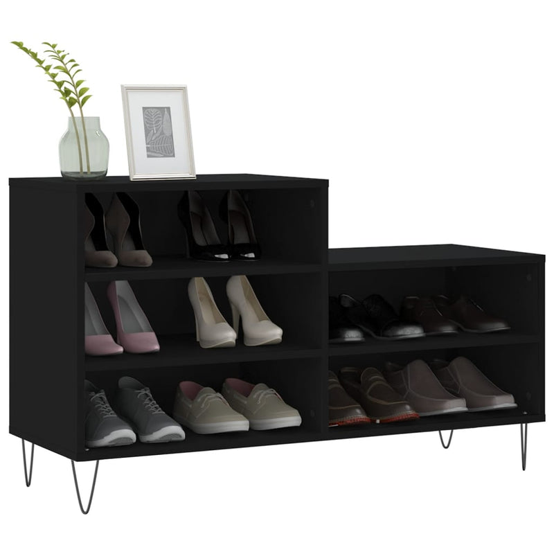 Afbeelding laden in galerijviewer, Vidaxl schoenenkast 102x36x60 cm bewerkt hout zwart
