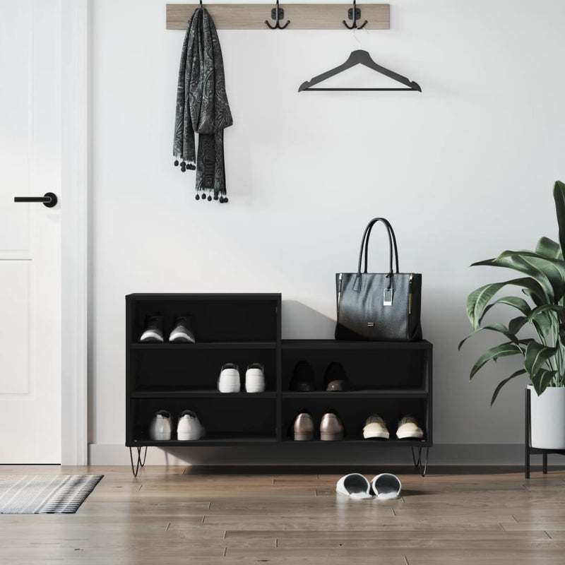 Afbeelding laden in galerijviewer, Vidaxl schoenenkast 102x36x60 cm bewerkt hout zwart
