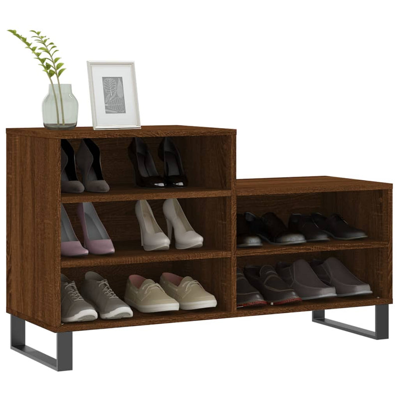 Afbeelding laden in galerijviewer, Vidaxl schoenenkast 102x36x60 cm bewerkt hout bruin eikenkleur
