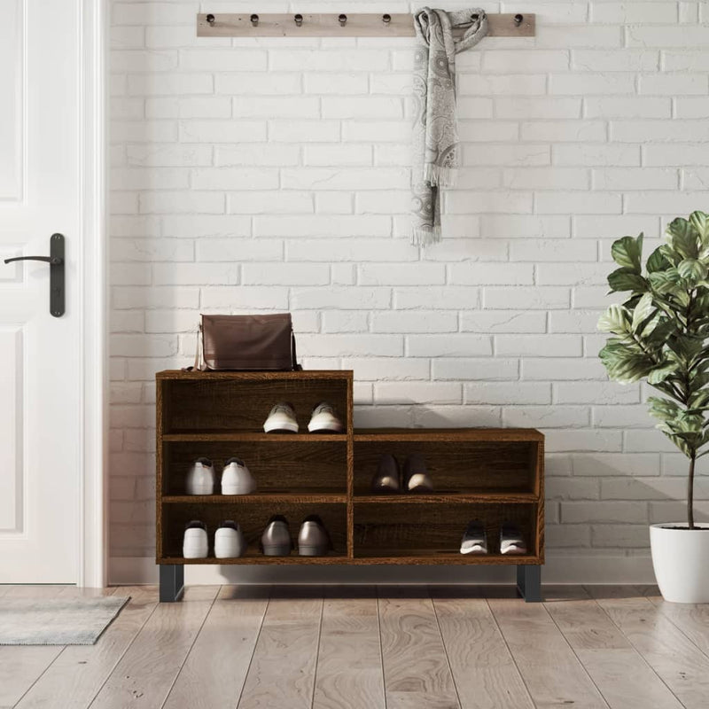 Afbeelding laden in galerijviewer, Vidaxl schoenenkast 102x36x60 cm bewerkt hout bruin eikenkleur
