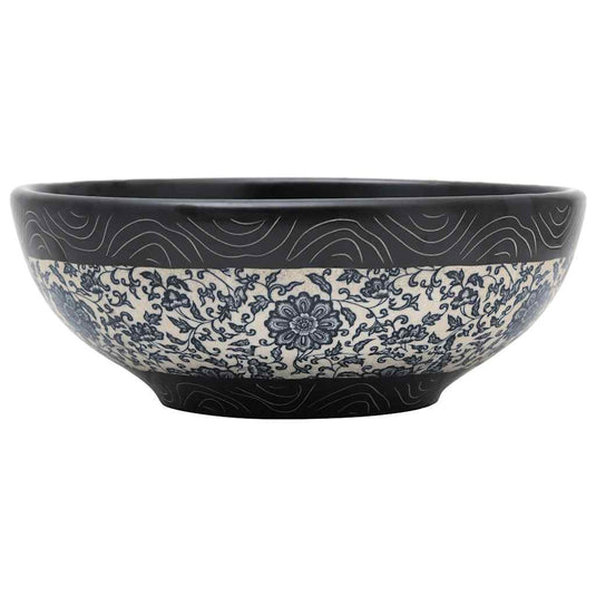Vidaxl opzetwasbak rond φ41x14 cm keramiek zwart en blauw