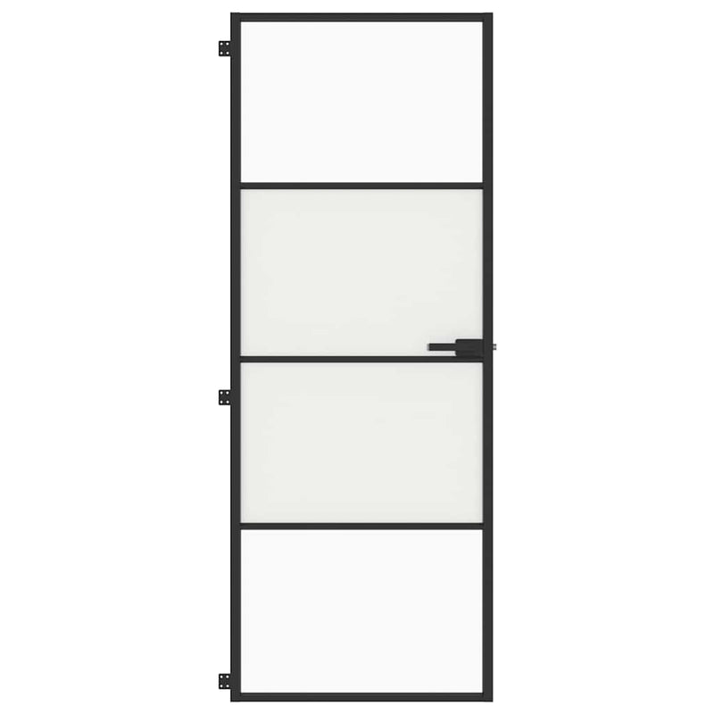 Afbeelding laden in galerijviewer, Vidaxl binnendeur smal 76x201,5 cm gehard glas en aluminium zwart
