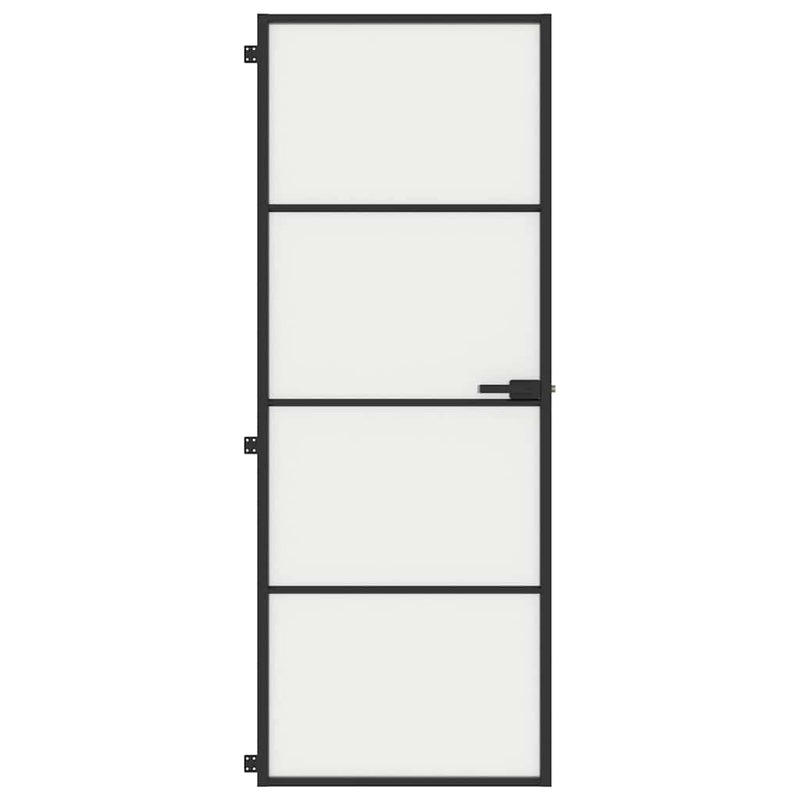Afbeelding laden in galerijviewer, Vidaxl binnendeur smal 76x201,5 cm gehard glas en aluminium zwart
