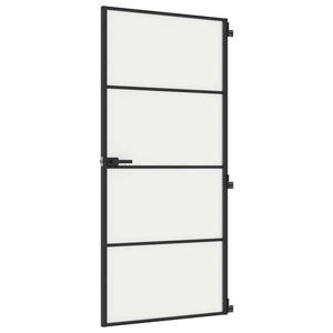 Vidaxl binnendeur smal 93x201,5 cm gehard glas en aluminium zwart