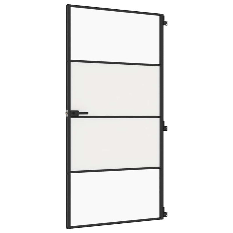 Afbeelding laden in galerijviewer, Vidaxl binnendeur smal 102,5x201,5 cm gehard glas en aluminium zwart
