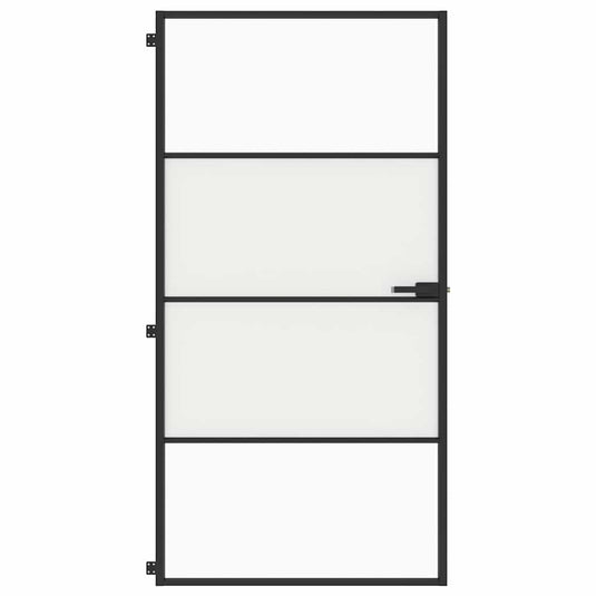 Vidaxl binnendeur smal 102,5x201,5 cm gehard glas en aluminium zwart