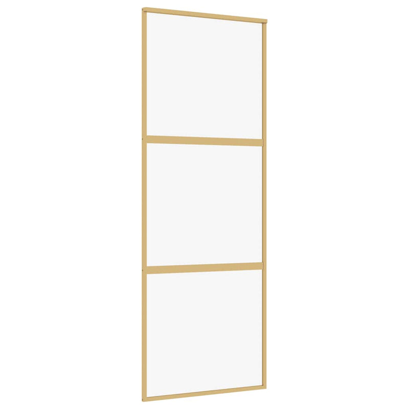 Afbeelding laden in galerijviewer, Vidaxl schuifdeur 76x205 cm helder esg-glas en aluminium goudkleurig
