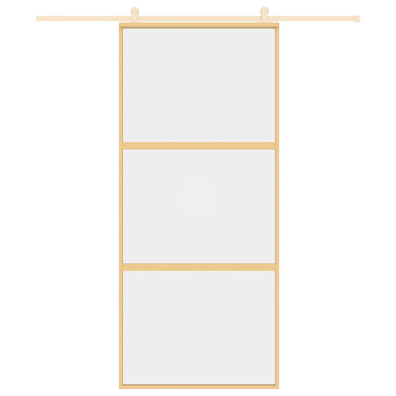 Afbeelding laden in galerijviewer, Vidaxl schuifdeur 90x205 cm helder esg-glas en aluminium goudkleurig
