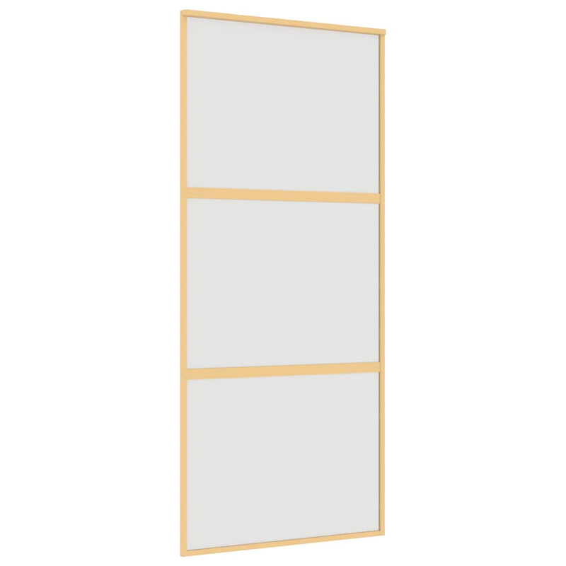 Afbeelding laden in galerijviewer, Vidaxl schuifdeur 90x205 cm mat esg-glas en aluminium goudkleurig
