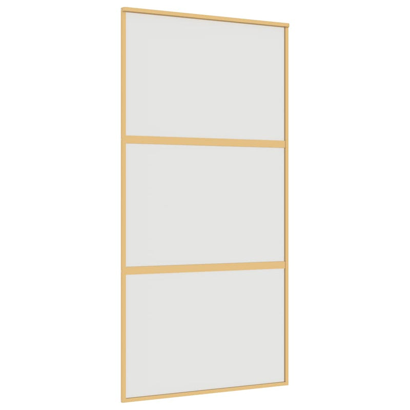 Afbeelding laden in galerijviewer, Vidaxl schuifdeur 102,5x205 cm mat esg-glas en aluminium goudkleurig
