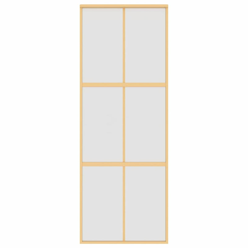 Afbeelding laden in galerijviewer, Vidaxl schuifdeur 76x205 cm mat esg-glas en aluminium goudkleurig
