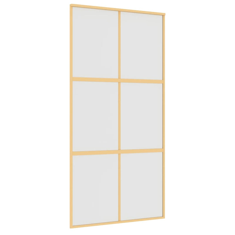 Afbeelding laden in galerijviewer, Vidaxl schuifdeur 102,5x205 cm mat esg-glas en aluminium goudkleurig
