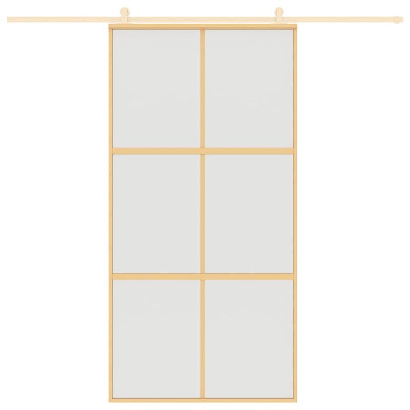 Afbeelding laden in galerijviewer, Vidaxl schuifdeur 102,5x205 cm mat esg-glas en aluminium goudkleurig
