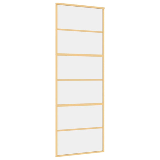 Vidaxl schuifdeur 76x205 cm helder esg-glas en aluminium goudkleurig
