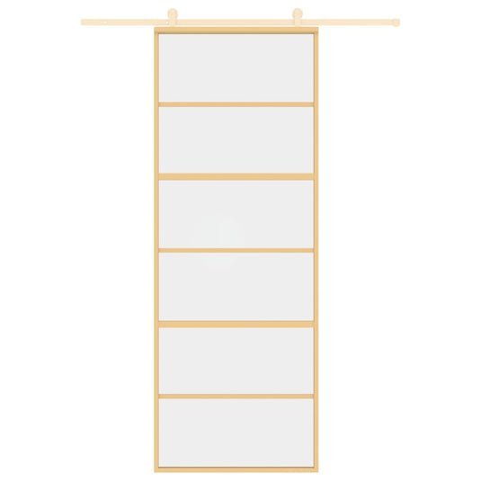 Vidaxl schuifdeur 76x205 cm helder esg-glas en aluminium goudkleurig
