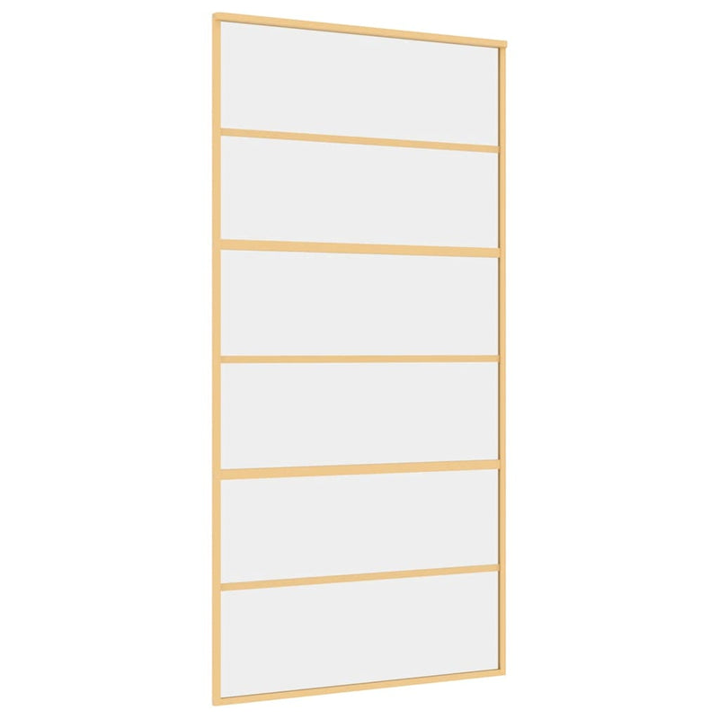 Afbeelding laden in galerijviewer, Vidaxl schuifdeur 102,5x205 cm helder esg-glas en aluminium goudkleur
