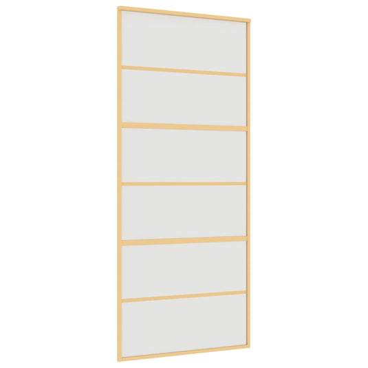 Vidaxl schuifdeur 90x205 cm mat esg-glas en aluminium goudkleurig