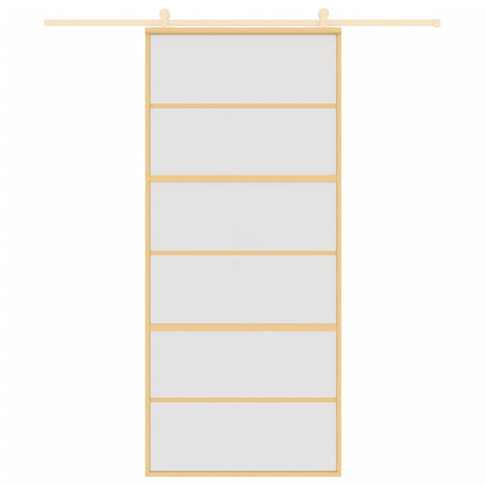 Vidaxl schuifdeur 90x205 cm mat esg-glas en aluminium goudkleurig