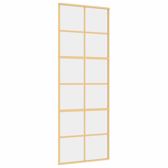 Vidaxl schuifdeur 76x205 cm helder esg-glas en aluminium goudkleurig