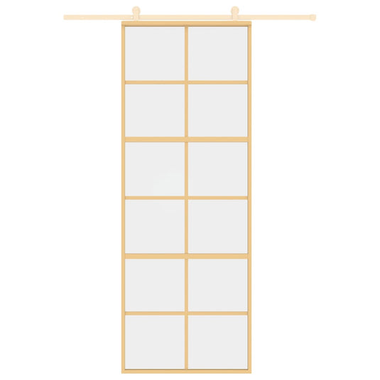 Vidaxl schuifdeur 76x205 cm helder esg-glas en aluminium goudkleurig