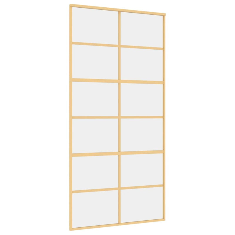 Afbeelding laden in galerijviewer, VidaXL Schuifdeur 102,5x205 cm helder ESG-glas en aluminium goudkleur

