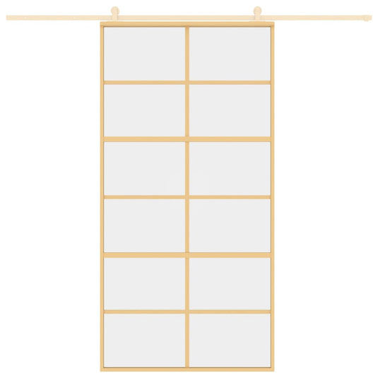 VidaXL Schuifdeur 102,5x205 cm helder ESG-glas en aluminium goudkleur