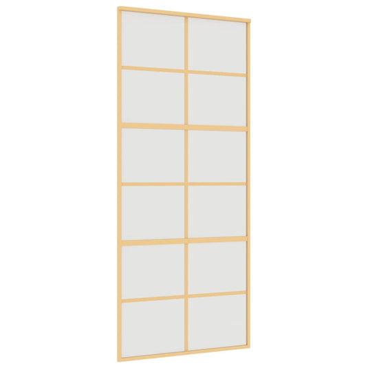 Vidaxl schuifdeur 90x205 cm mat esg-glas en aluminium goudkleurig