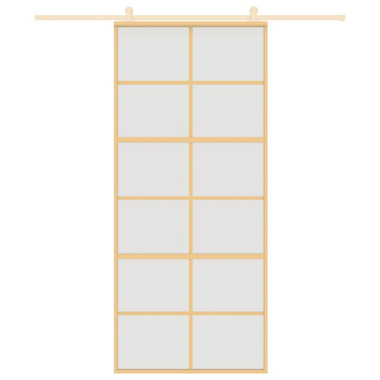 Vidaxl schuifdeur 90x205 cm mat esg-glas en aluminium goudkleurig