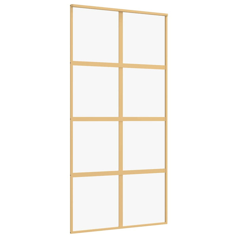 Afbeelding laden in galerijviewer, Vidaxl schuifdeur 102,5x205 cm helder esg-glas en aluminium goudkleur
