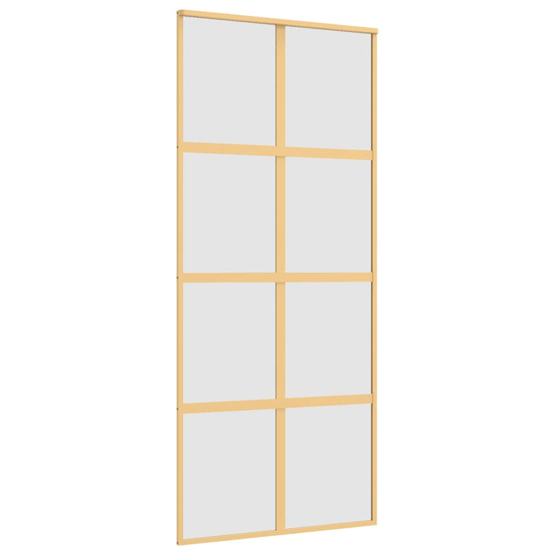 Afbeelding laden in galerijviewer, Vidaxl schuifdeur 90x205 cm mat esg-glas en aluminium goudkleurig
