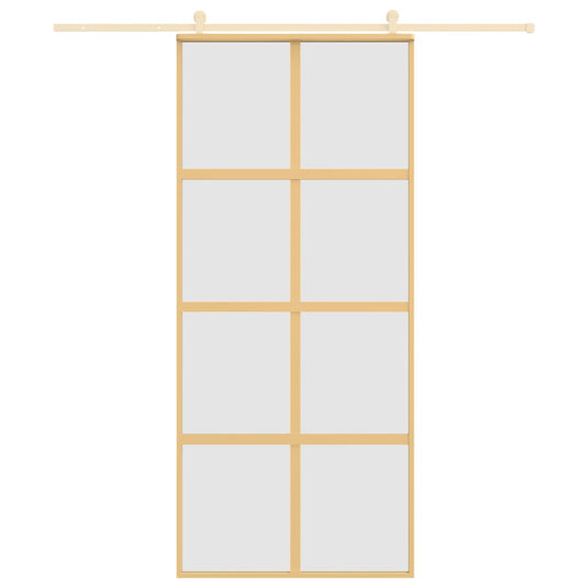 Vidaxl schuifdeur 90x205 cm mat esg-glas en aluminium goudkleurig