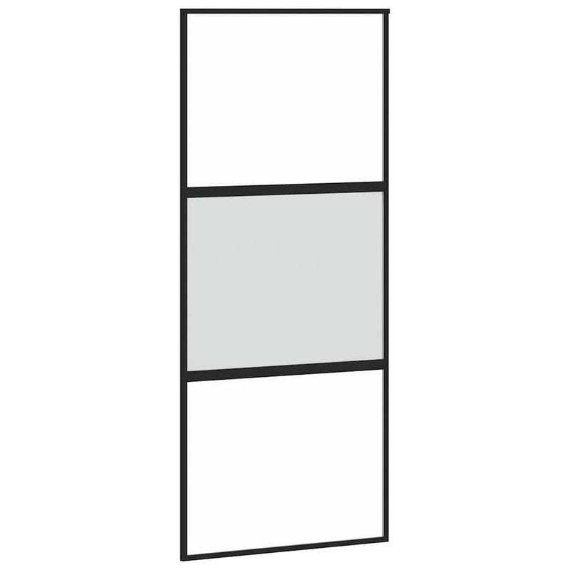 Afbeelding laden in galerijviewer, Vidaxl schuifdeur 90x205 cm gehard glas en aluminium zwart
