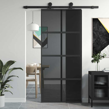 Vidaxl schuifdeur 90x205 cm gehard glas en aluminium zwart