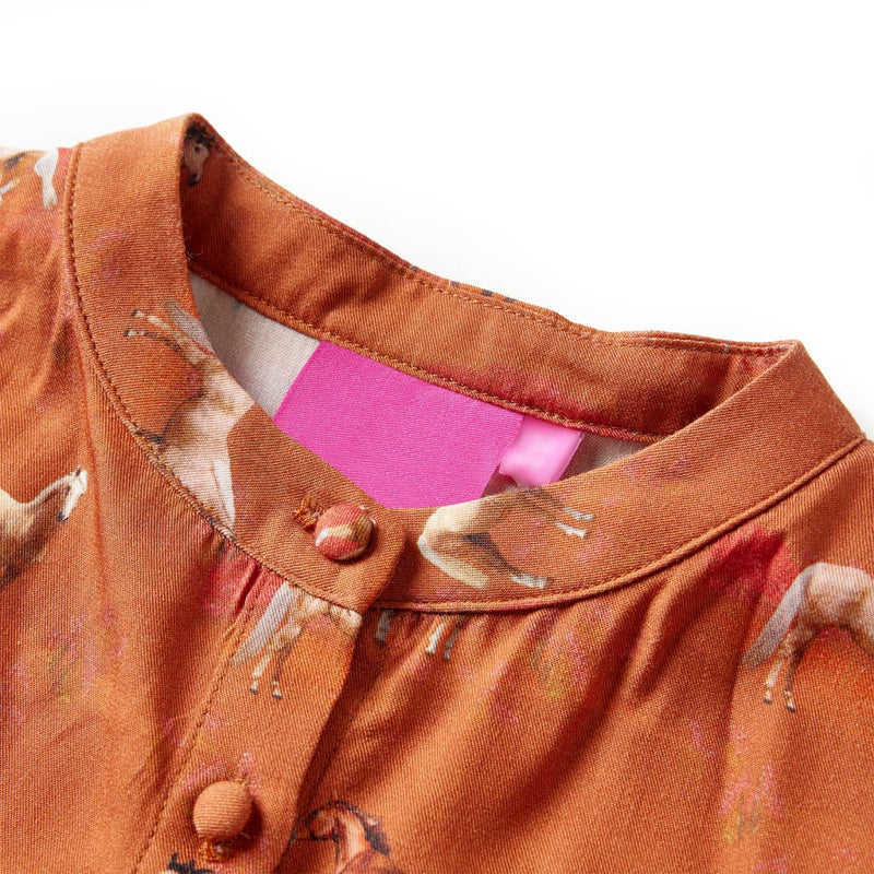 Afbeelding laden in galerijviewer, VidaXL Kinderjurk 92 cognackleurig
