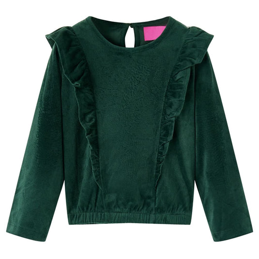 Vidaxl kinderblouse met ruches 128 donkergroen