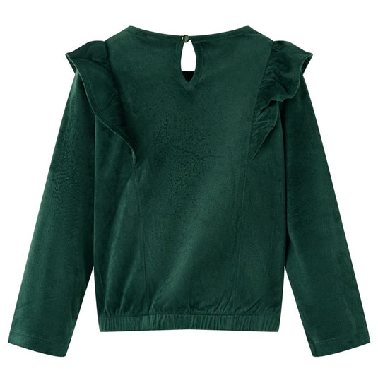 Vidaxl kinderblouse met ruches 128 donkergroen