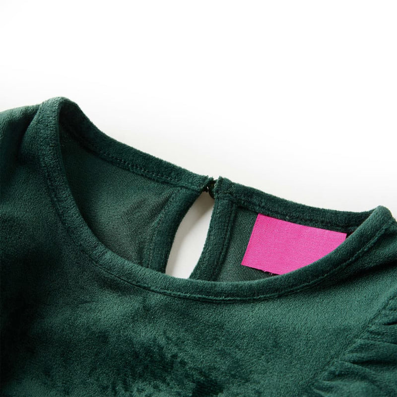 Afbeelding laden in galerijviewer, Vidaxl kinderblouse met ruches 128 donkergroen
