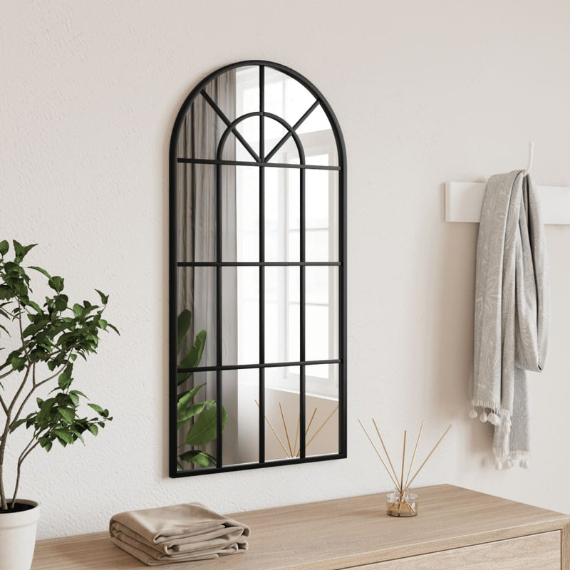 Afbeelding laden in galerijviewer, Vidaxl wandspiegel boog 40x80 cm ijzer zwart

