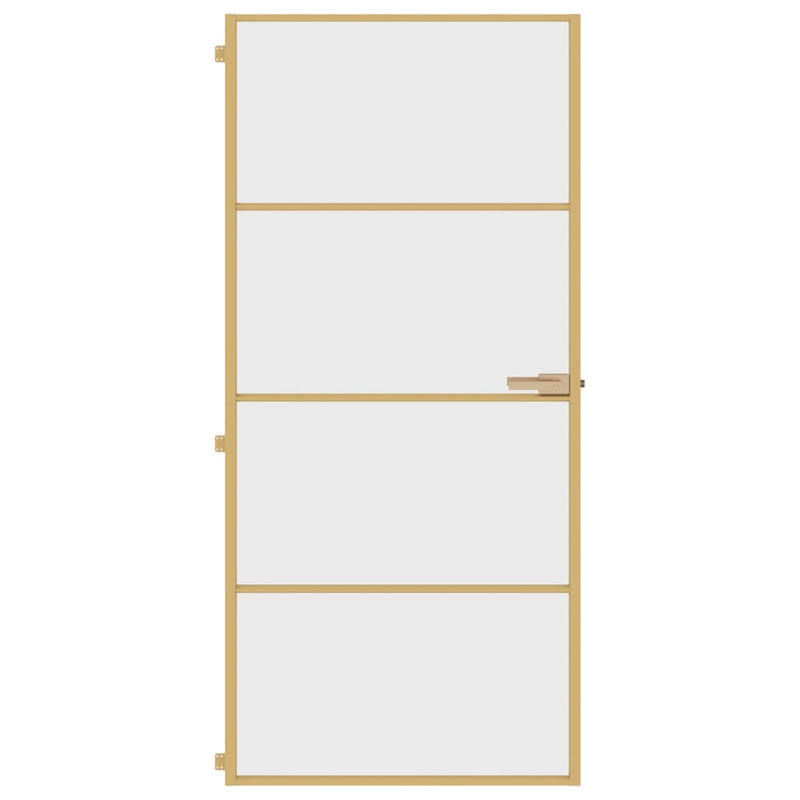 Afbeelding laden in galerijviewer, Vidaxl binnendeur smal 93x201,5 cm gehard glas en aluminium goudkleur

