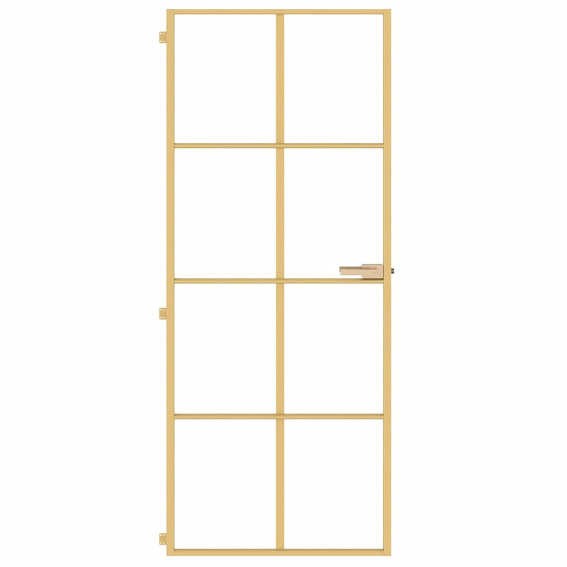 Afbeelding laden in galerijviewer, Vidaxl binnendeur smal 83x201,5 cm gehard glas en aluminium goudkleur
