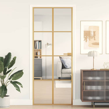 Vidaxl binnendeur smal 83x201,5 cm gehard glas en aluminium goudkleur