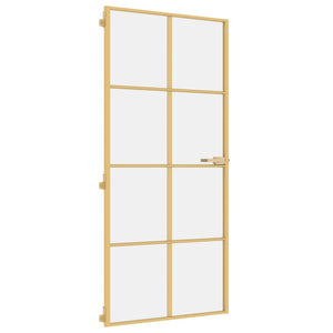 Vidaxl binnendeur smal 93x201,5 cm gehard glas en aluminium goudkleur