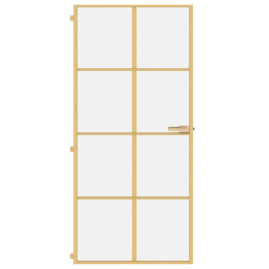 Vidaxl binnendeur smal 93x201,5 cm gehard glas en aluminium goudkleur