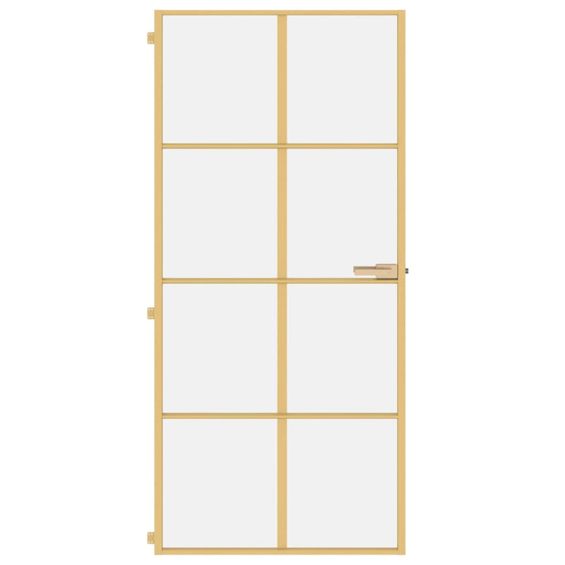 Afbeelding laden in galerijviewer, Vidaxl binnendeur smal 93x201,5 cm gehard glas en aluminium goudkleur
