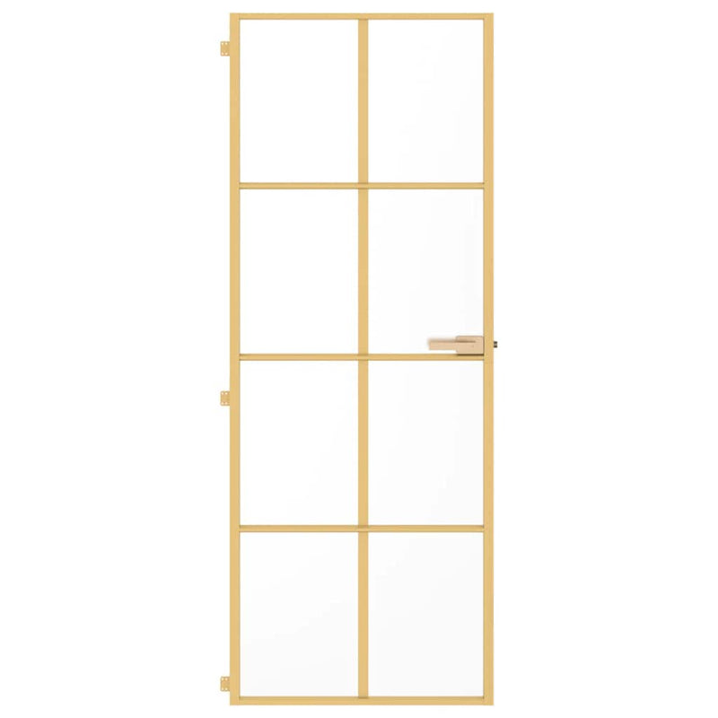 Afbeelding laden in galerijviewer, Vidaxl binnendeur smal 76x201,5 cm gehard glas en aluminium goudkleur
