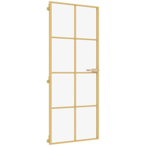 Vidaxl binnendeur smal 93x201,5 cm gehard glas en aluminium goudkleur